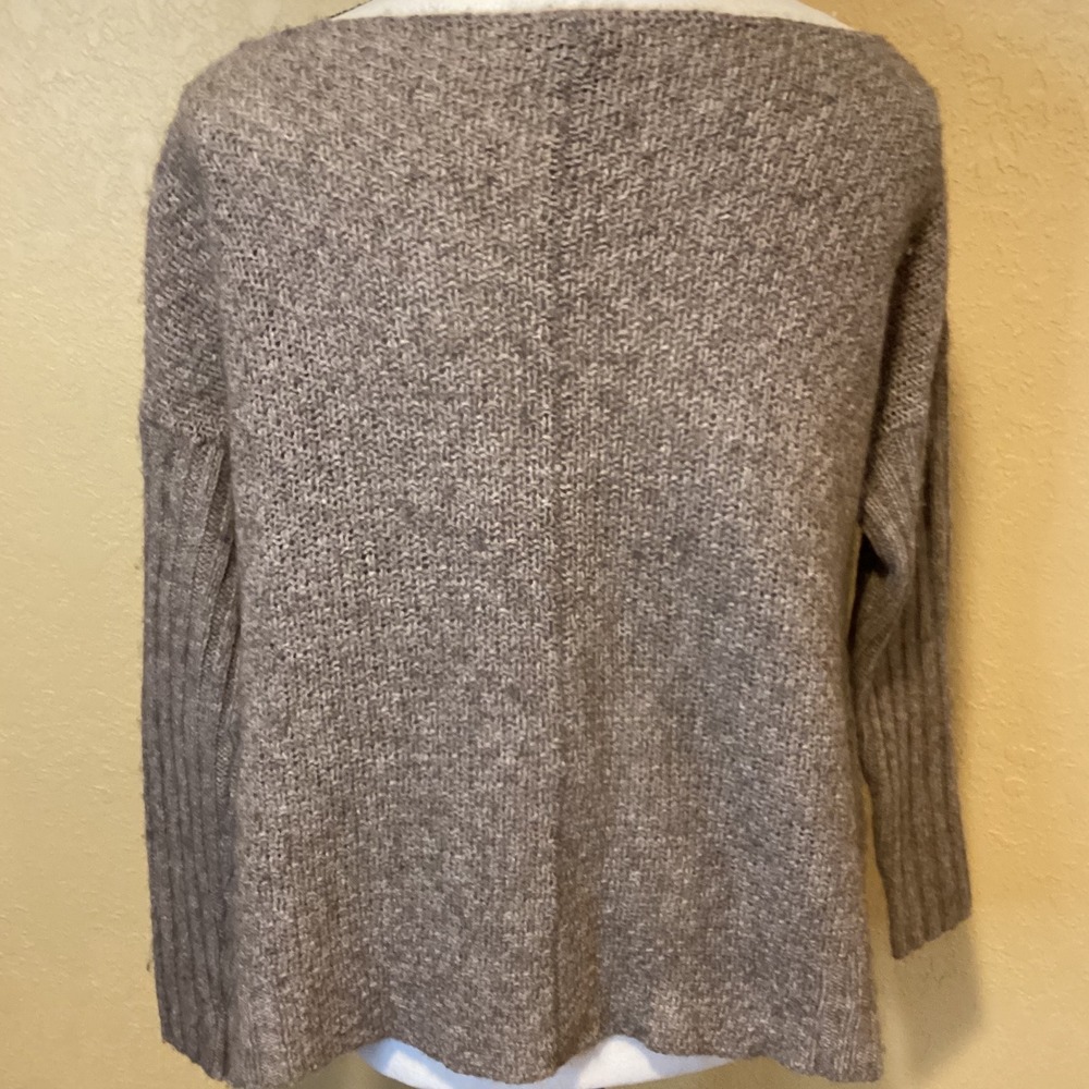 Eileen Fisher Taupe Yak/Wool Blend Boat Neck Textured Sweater, Size XS - Picture 3 of 6